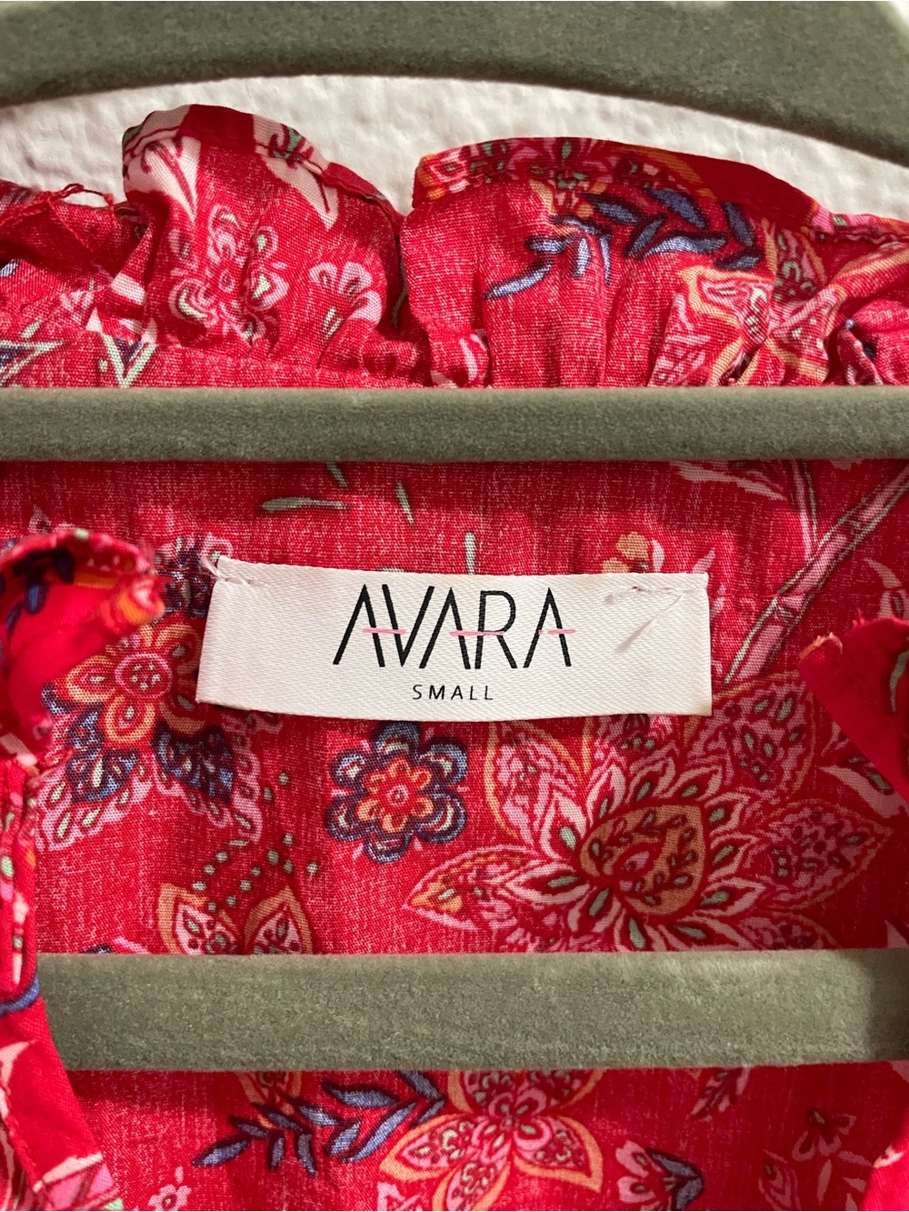 Avara Red Floral V-Neck Puff Sleeve Blouse - Picture 4 of 5